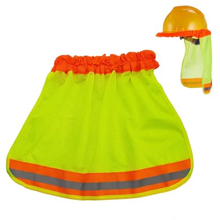 TUKEVA Mesh Hutabdeckung für Schutzhelm Reflektierende Schutzhelm Nackenschutz Mesh-Sonnenschutz Zubehör Geeignet für Bauhelme (fluoreszierendes Gelb)