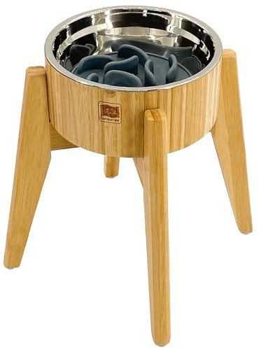 Slow Feeder Dog Bowl for Large Dogs - Elevated Food Stand, Collapsible