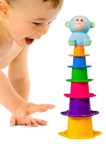Besreey Baby Stacking Cups Bad Spielzeug, Stapelbabys Babyspielzeug | Regenbogennistbecher,Baby -Stapelwasserspielzeug für Kinder, Mädchen, Freunde, Familie
