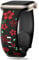 Wepro Designer Floral Engraved Band for Apple Watch Bands for Women 40mm 41mm 38mm 42mm Cute Flower Silicone Inlay Dressy Strap - for iWatch Series 10 9 8 7 6 5 4 3 2 SE Black Red