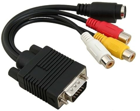 NUOBESTY Convertidor Vga a 3 RCA de Cobre Puro 20cm Negro | Cable Adaptador PVC, Señal de Video para Pc y Portátil, Conector Estándar Vga Sub-D y Salida Av