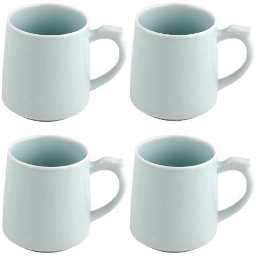 myGrtfam Ceramic Coffee Mugs Set of 4 for Latte Cappuccino Stoneware Cup Ice Cream Hot Chocolate 12oz Round Black