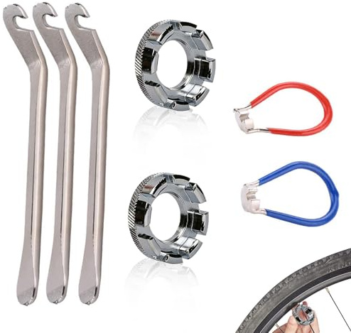 CALLYSONIC Ekernyckel cykelset, universell däcklyftare av stål, bröstvårtspännare för borttagning och reparation, ekspännare, verktygssats för cykel, mountainbike
