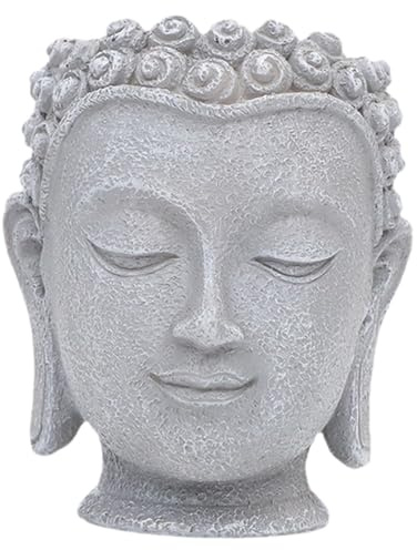 Fenteer Buddha-Kopf-Blumentopf, Statuen-Organizer, Pflanzgefäß, Geschenk, Dekoration, Blumenvase, Pflanztopf für Tischdekoration, Schreibtisch, Höhe 11.2 cm