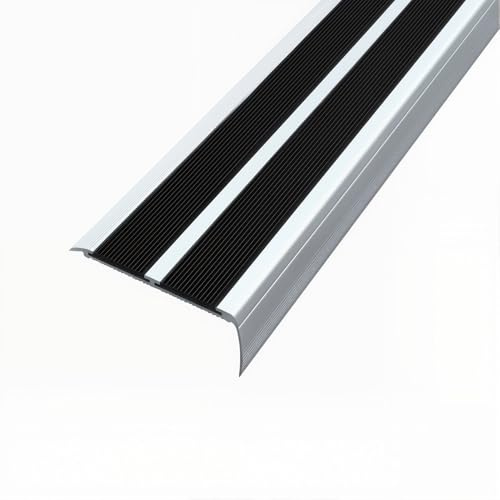 100 cm Trappnoslist i Aluminium, Självhäftande L‑Formad Trappkantprofil, Kraftig Antihalklist för Trappor Inomhus/Utomhus