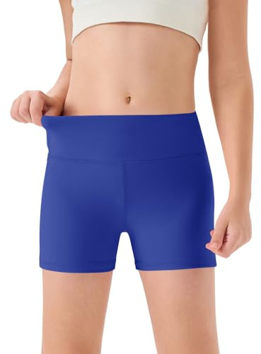 Haloumoning Pantalones cortos de verano para niña, leggings cortos para niños, monocolor, cintura alta, pantalones de ciclismo, yoga, danza, gimnasio, leggings deportivos bajo falda, pantalones cortos