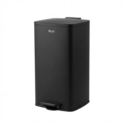 Bayt Poubelle Cuisine 60L à Pédale – Grande Poubelle 60 Litres Inox Noire | Poubelle de Cuisine Anti-Odeur avec Seau Amovible | Idéal Tri Sélectif et Bureau