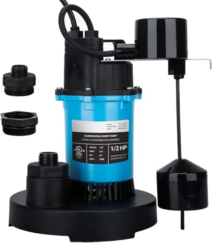 LEO 1/2HP Sump Pump Submersible 2980GPH Clean/Dirty Water Pump