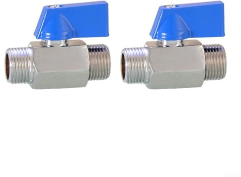 2 Stück Messing für Mini-Kugelhähne mit Absperrgriff, geeignet für den Einsatz in Badezimmern, Küchen, Wohnmobilen und Gärten für Wasser-, Öl- und Gasflusskontrolle (3/8AG*3/*8AG)