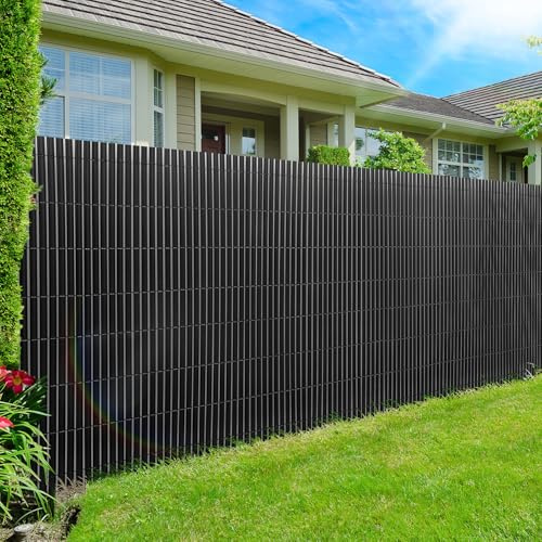Peviasot PVC Sichtschutzmatte 90x900cm mit Kabelbindern, Sichtschutzzaun Verstärkung Innen, Sichtschutz Wetterfest, Windschutz UV-beständig, ohne Bohren für Balkon Garten und Terrasse, Anthrazit