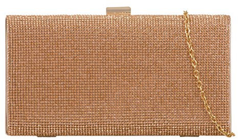 Girly Handbags Diamante Hartschalen-Clutch-Tasche Sekt