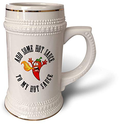 3dRose Funny Pepper Chili Add Hot Sauce-Steinbecher, 510 ml, Weiß