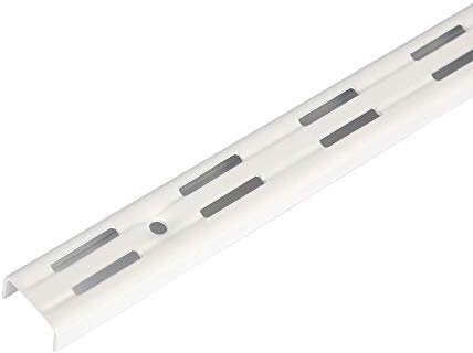 Toolerando Crémaillère d'étagère Double Perforation, Rail Mural à 2 rangées pour équerres, Longueur: 50 cm, Blanc