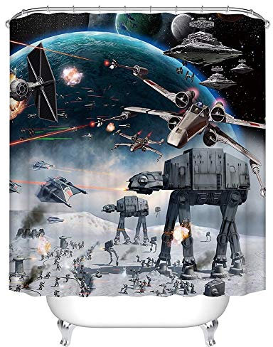 Boyouth Rideau de Douche en Polyester imperméable avec 12 Crochets Motif Guerre de l'espace extérieur 180 x 180 cm Multicolore