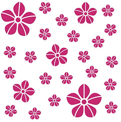 kleb-Drauf® | 25 Blumen | Pink - matt | Autoaufkleber Autosticker Decal Aufkleber Sticker | Auto Car Motorrad Fahrrad Roller Bike | Deko Tuning Stickerbomb Styling Wrapping