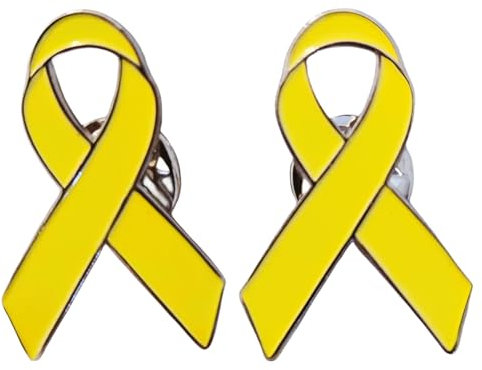 Cancer Awareness Ribbon Pin Badge, Funeral/Mental Health/Hiv aids/Breast Cancer Pin Badge (yellow 2pcs)