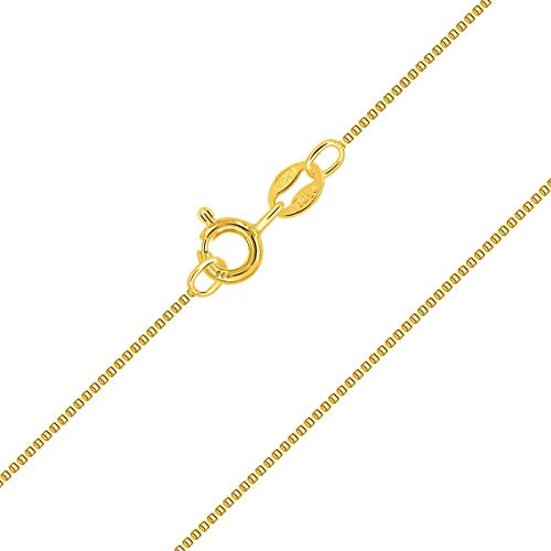 PLANETYS - Venezianierkette 925 Sterling Silber 18K Vergoldet Kette - Halskette - 1 mm Breite Verschiedene Längen: 40-45-50-55-60-65-70 cm