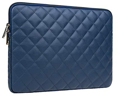 RAINYEAR 14 Pouces Housse pour Ordinateur Portable Diamant Faux Cuir Protection Rembourré Résistant Aux Chocs Sac Sleeve Compatible avec 13,9-14,1 Notebook Tablette Laptop Chromebook(Bleu Marin)