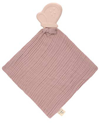 LÄSSIG Tröster Tuch mit Beißring aus Naturkautschuk und Bio-Baumwolle/Teether Comforter Butterfly