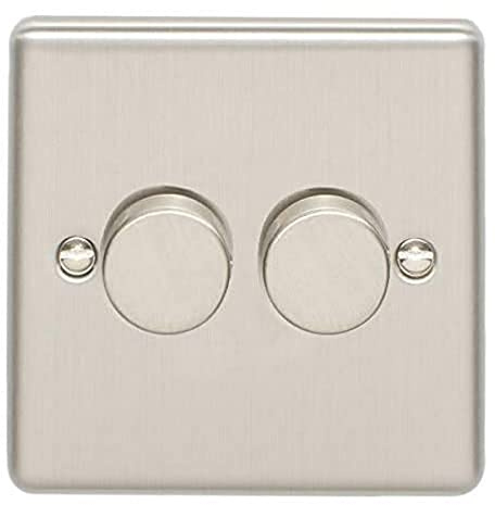Enhance Decorative 2 Gang Dimmer Satin Stainless Finish