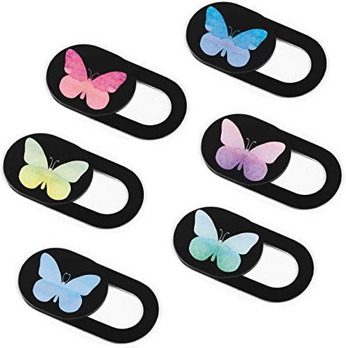 Webcam Cover Slide 6 Packs Ultra-Thin Camera Covers for Computer Laptop Desktop Smartphone to Protect Your Privacy and Security, Butterfly