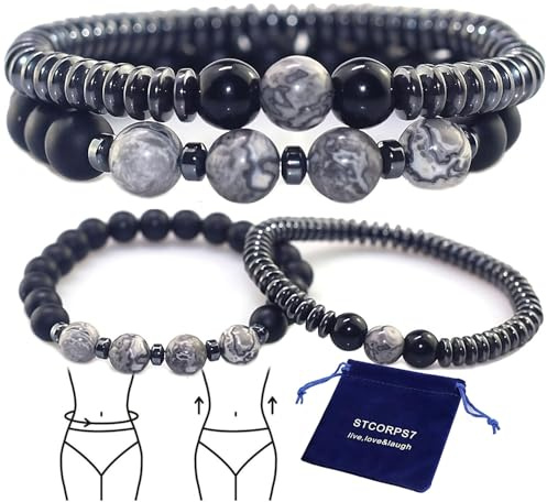 STCORPS7 Magnetic Healing Bracelet Arthritis, Energy Healthy Jewelry Magnetic Therapy Sleep,Hematite Bracelet for Men Women, Crystal Jewelry Healing Bracelets Bring Luck and Prosperity Happiness