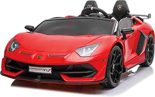 Licensed SVJ 24V Drift Model Ride On Electric Car - Red | Outdoor Toys | 2.4G Parental Remote, USB/TF/AUX Connectivity, Music, Lights, Opening Doors, Soft Start