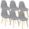 Lot de 6 Chaises de Salle à Manger Design Sièges Rembourrés Polyester Pieds en Bois de Hêtre 86 x 53 x 47 cm Gris Clair