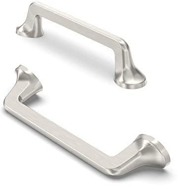 FURNIWARE 10 Pack Cabinet Pulls, Hardware Drawer Handles, Zinc Alloy Kitchen Cabinet Door Handles Pull, Brushed Satin Nickel-96mm(3.8 Inch) Hole Center