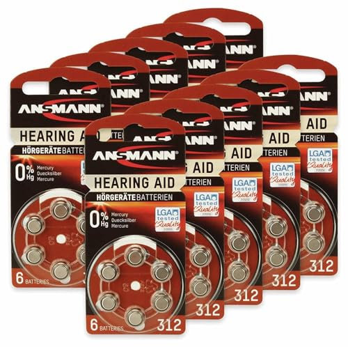 ANSMANN Hörgeräte-Batterie, Hearing AID, PR41, Größe 312, 60 Stück