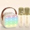 Karaoke Maschine mit 2 Drahtlosen Mikrofonen, Wowstar Tragbares Bluetooth Karaoke Maschine für Kinder Erwachsene mit Stimme wechselnde Effekte & LED-Lichter Jungen Mädchen Geschenke Heimparty(Beige)
