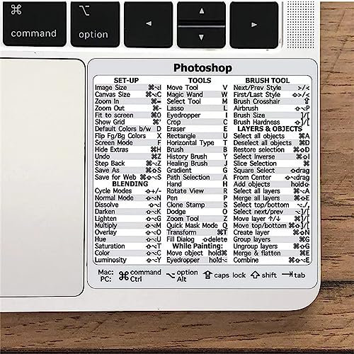 Tastatur Shortcut-Aufkleber für PC-Referenztastatur, Keyboard Shortcut-Aufkleber Photoshop Shortcut-Aufkleber für Mac OS Laptop Desktop (für Photoshop)