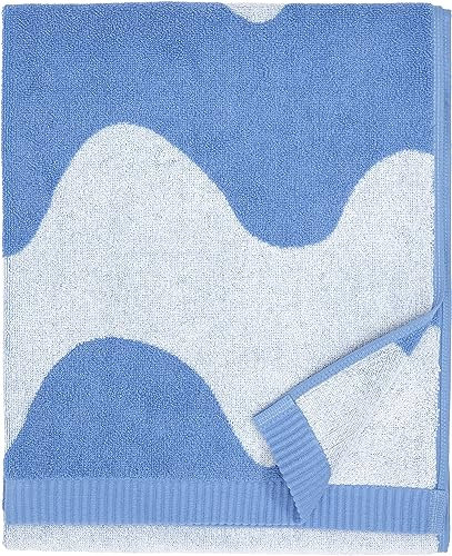 MARIMEKKO Lokki Frottee-Handtuch (Himmelblau) – Wellen gemusterte Handtücher – 71,1 x 50,8 cm