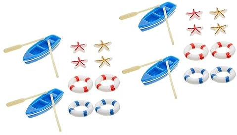 Abaodam Hochzeitsdekoration 2 Sets Landschaftsspielzeug Schöne Hochzeit Rettungsring Puppenverzierungen Winziger Ring Desktop Kreatives Boot Rettungsboot Boje Stern Strand Trendige