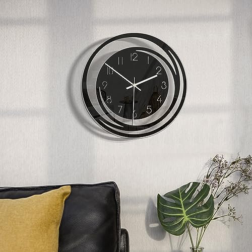 TWSOUL Moderne Wanduhr, Wanduhren für Wohnzimmer, 28 cm Großes Ziffernblatt,Ohne TickgeräUsche Lautlos für Schule, Wanduhr Zuhause, Wanddekoration