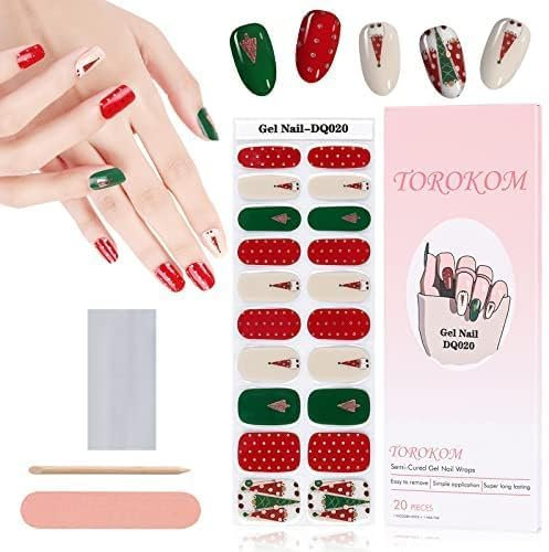 EBANKU Gel Semicurado Pegatinas Navidad,Árbol Navidad y copo nieve,Tiras Gel Con Lima UñAs,Pegatinas DecoracióN Larga DuracióN, Semi-Curado Gel Nail Art Stickers Decoración (SD20)