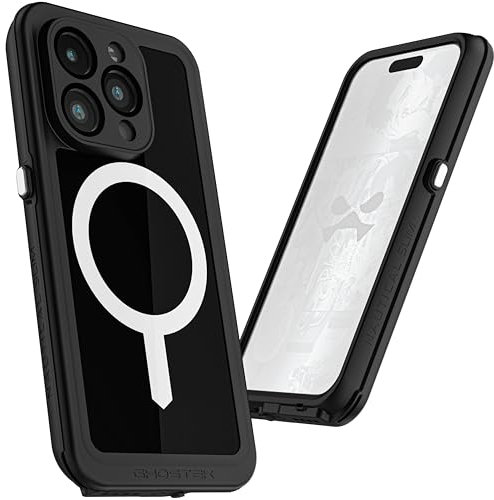 Ghostek Nautical Slim iPhone 15 Pro Waterproof Case - Built-in Screen Protector and Camera Protector, Compatible with MagSafe Accessories (6.1 Inch, Black)