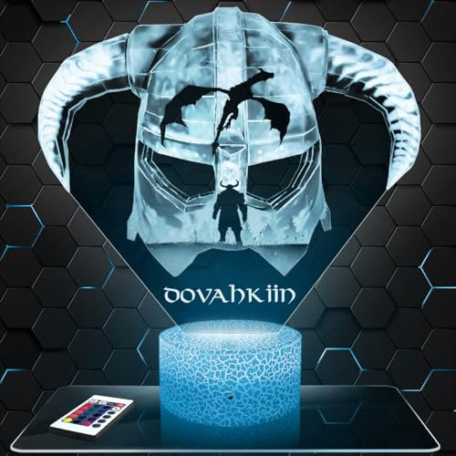 Dekorative LED Nachttischlampe Dovahkiin The Elder Scrolls S, Geschenk für Teenager, Zubehör Dovahkiin The Elder Scrolls S Gaming Gamer Videospielejugendzimmer Junge Büro deko Geschenk Weihnachten