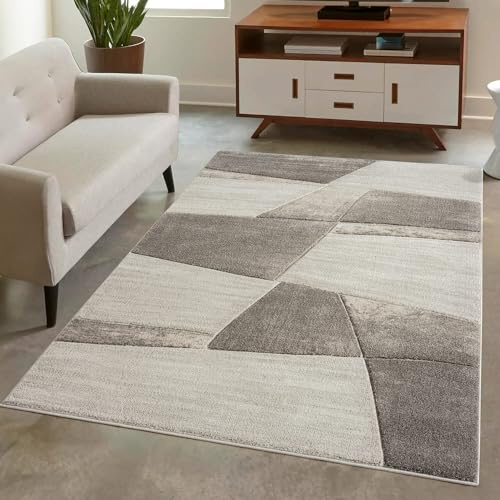 carpet city Teppich Kurzflor Braun - 80x150 cm - Moderne Wohnzimmer-Teppiche Geometrisch mit 3D-Optik - Flachflor Bodenbelag Deko Schlafzimmer, Esszimmer