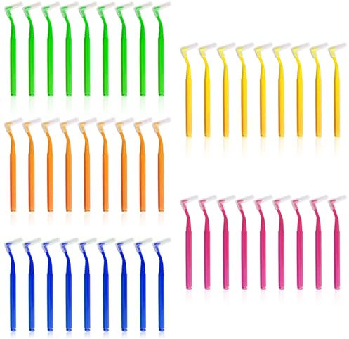 XNIVUIS 5 Farben Zahnzwischenraumbürsten,Zahnbürste Zahnseide Sticks mit langem Griff,Interdentalbürste,Zahnreinigung Zwischenräume,Dentalbürsten Reinigung der Zahnzwischenräume(45 Stück)