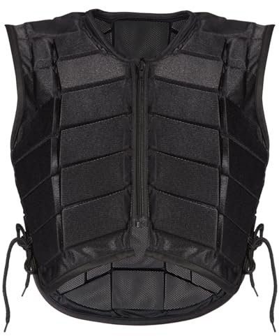 Frdhee Kinder Reitweste, Rückenprotektor Reiten Reiten Sicherheitsweste Eva Gepolsterte Schutzweste Reiten Weste Reitensport Körperschutz rückenprotektor Schwarz reiten für Jungen Mädchen Kinder, S