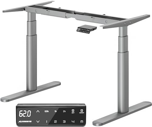 MAIDeSITe Height Adjustable Standing Desk Frame with Oval Leg Design, Dual Motor Electric Standing Desk Sit Stand Desk with 62-125cm, 4 Memory Keyboard and Anti-collision System