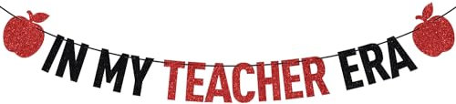 Banner mit schwarzem Glitzer, Aufschrift Congrats Teacher 2024/Class of 2024/From Student to Teacher, 2024 Teacher Graduation Party Decorations Supplies