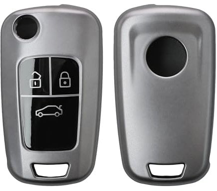 kwmobile Autoschlüssel Hülle kompatibel mit Opel 3-Tasten Klapp Autoschlüssel - Schlüsselhülle Silikon Cover - Schwarz matt Schwarz