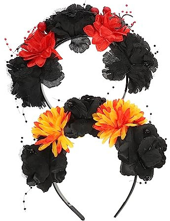 FRCOLOR Lot De 3 -têtes À Fleurs Roses Pour Halloween Accessoires Pour Cheveux Tendance 2 Pièces X 3