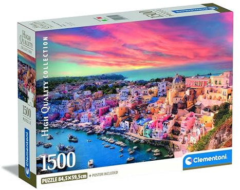 Clementoni Jigsaw Puzzle Picturesque Procida Island 1500 Pieces - Compact Box, Puzzle For Adults 14-99 Years, Gift For Men/Women, Made In Italy, 31721
