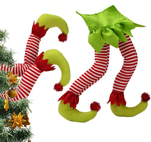 KENANLAN 20 Gambe di Elfo di Natale, Puntali per Albero, Decorazioni per Interni ed Esterni, Feste (50 x 17 cm)