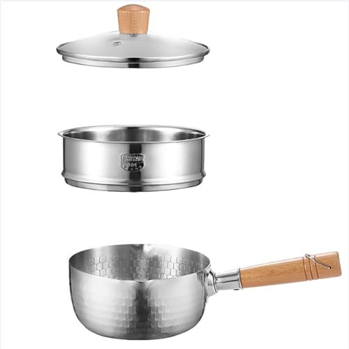 Yiustldd Sartén Yukihira de Acero Inoxidable de con vaporera, Cacerola Japonesa Antiadherente con Orificios de desvío en Forma de águila de Doble Cara,22cm