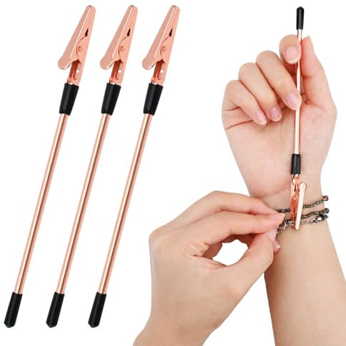 Bekecidi 3PCS Bracelet Helper Tool Hand Bracelet Fasten Helper Portable Jewelry Clasp Helpers Rose Gold Jewelry Tools for Necklace Bracelet Watch Clasp Zipper Craft Adjustment