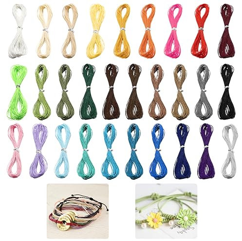 30 Colors Waxed Polyester Cord, 1mmx10m Nylon Thread, Chinese Knotting String, Silk Beading Strings for DIY Jewelry Making Necklace Bracelet